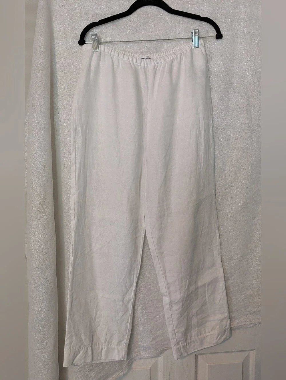 Reformation Remi Cropped Linen Pant Ivory - Size M